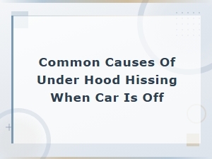 Common Causes of Under Hood Hissing When Car Is Off